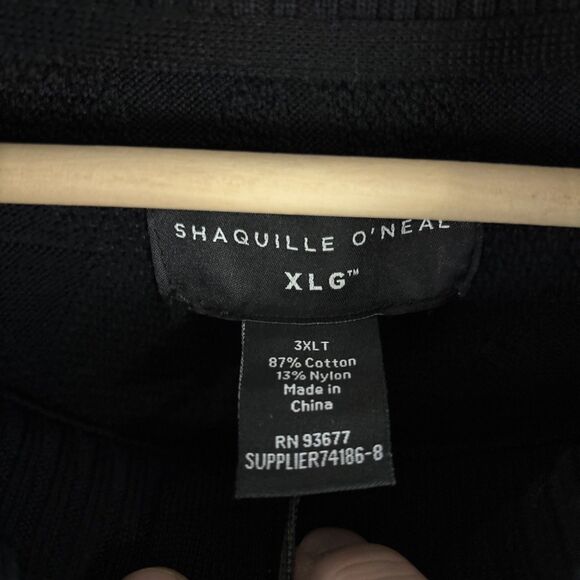 Shaquille O’Neal XLG Textured Quarter Zip Cotton Blend Sweater Black 3XLT NWT - Picture 2 of 5